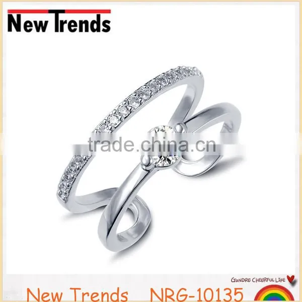 New Design Inlaid Zircon Rose Gold Simple Style Open Ring for Woman photo-2