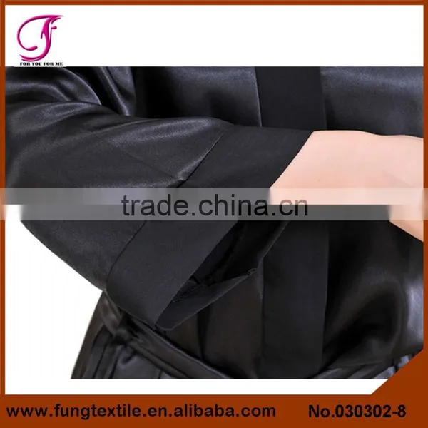 030302 New Style Plain Long Satin Robe photo-4