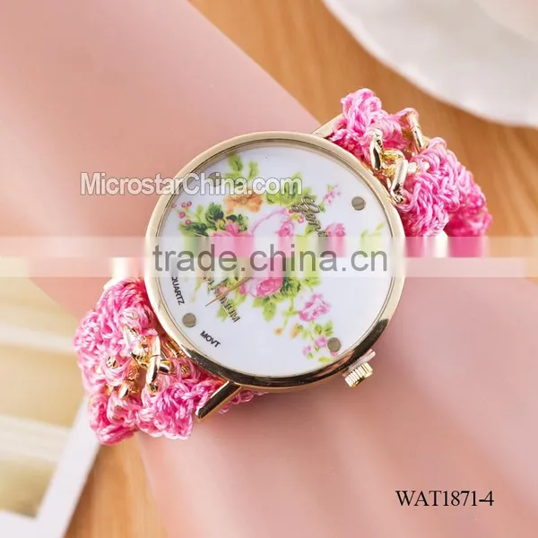 DIY Hand Made Woven Chain Flowers Watch Women photo-5