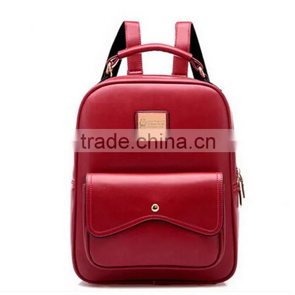 Women Girl Double Leather Shoulder Backpack Bag School Bag Satchel Bookbag photo-4