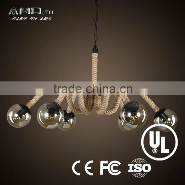 Durable Metal Baking Finish Lamp Ceiling Plate Lighting Woven Hemp Rope Light photo-5