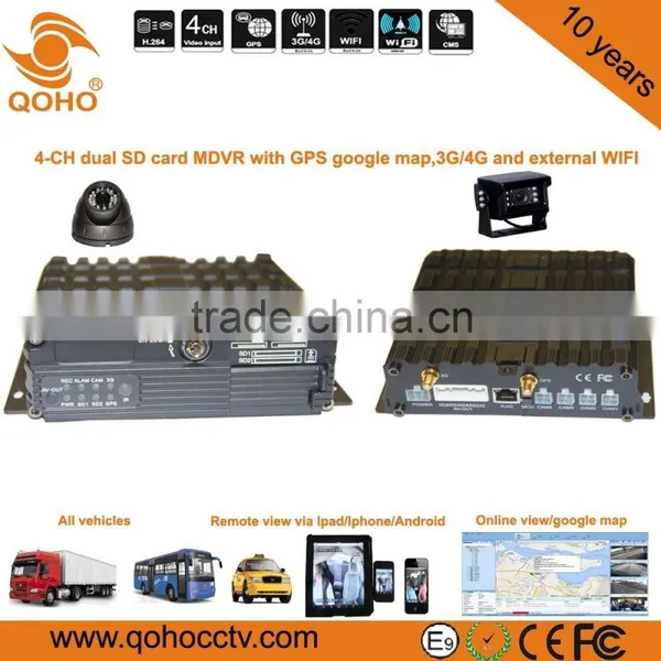 Double 256GB 4CH SD Vehicle Mobile DVR H.264,mobile Car Dvr 3g photo-2