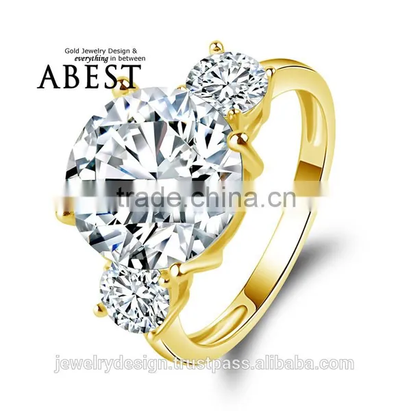 5.0 Carat Big Round Shape Stone Ring 10K Yellow Gold Micro Pave Setting Simple Wedding Ring Lady's Fashion Jewelry Ring