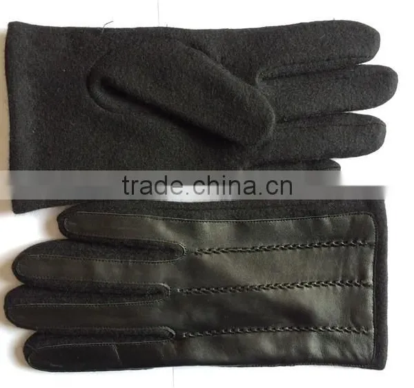 Mens Suede Leather Gloves With Cashmere Lined For Workout photo-2