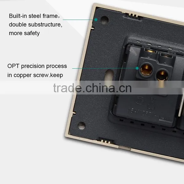 American Standard Fashion 1 Gang Noble Gold Switch 3 Pin Wall Power Electrical Switch Socket photo-3