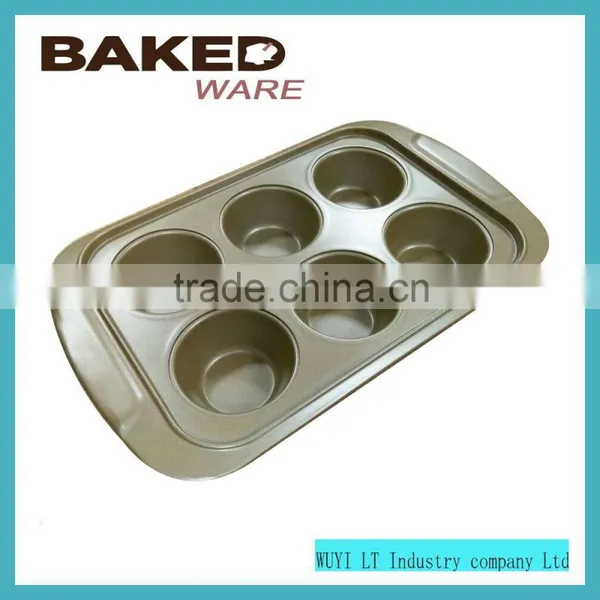 Carbon Steel Non-stick Coating 6 Cup Egg Shape Baking Pan Gold photo-4