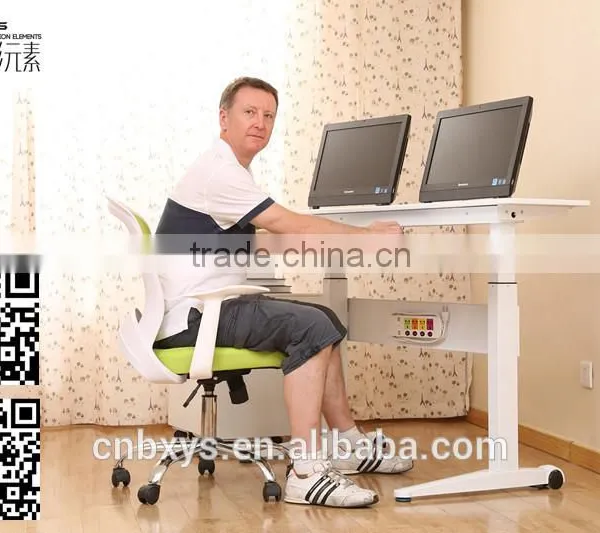 China Factory Mannual Adjustable Height Desk Table With Dual-worktop