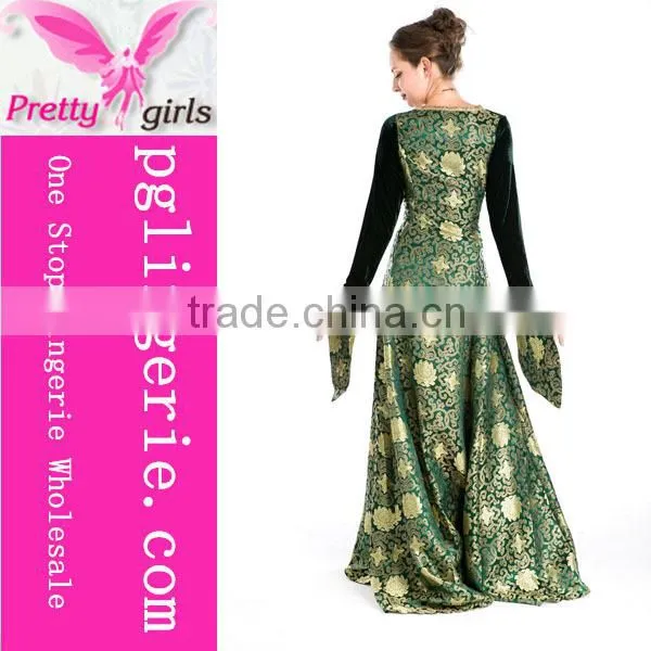 Green Long Sleeve Muslim Evening Gown for Women