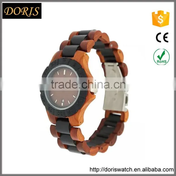 New product real wood watches ebony and red sandlwood Japan quartz clock watches wood unisex watch on 