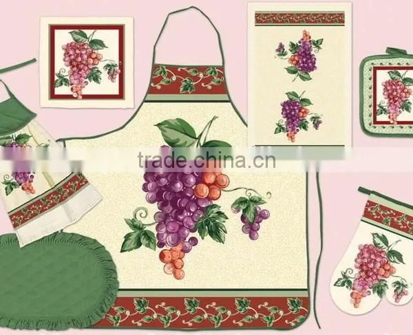 Silk Screen Pigment Printing Vintage Style Apron Set With Chinese Hot Pot Set photo-3