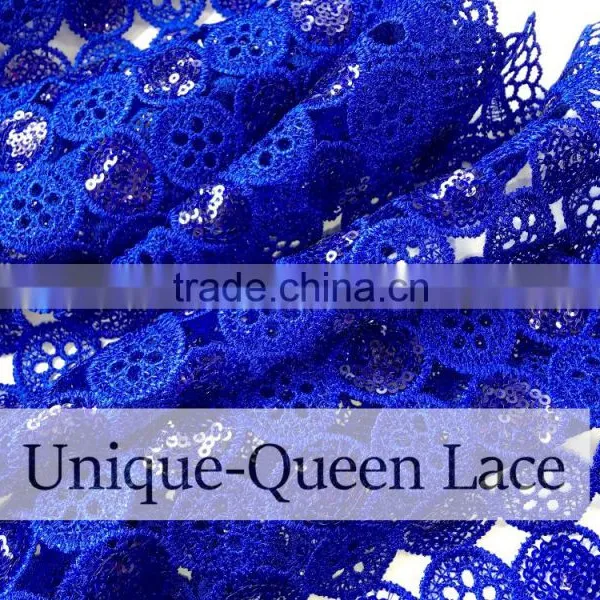 2016 High Quality African Guipure Lace Fabric With Stones /african Cord Laces With Sequins/sequins Guipure Lace photo-5