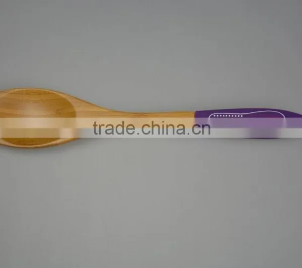 Dubai New Gastronome Trend Straight Bamboo Wooden Sillone Handle Eay Hold Spatula Cutlery Set photo-2