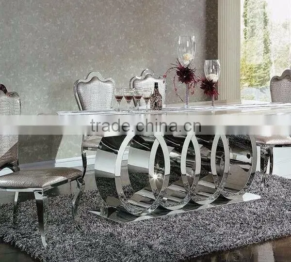 Modern Royal Marble Stainless Steel Dining Table Design for Banquet Hall photo-6