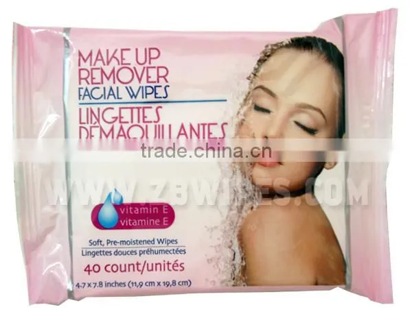 40CT Spunlace Nonwoven Makeup Remover Wet Wipes