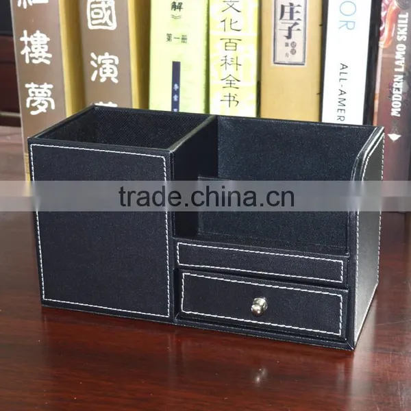 Wholesale Custom Business Office Stationery, Luxurious Leather Storage Box, Black Drawer Storage Box photo-2