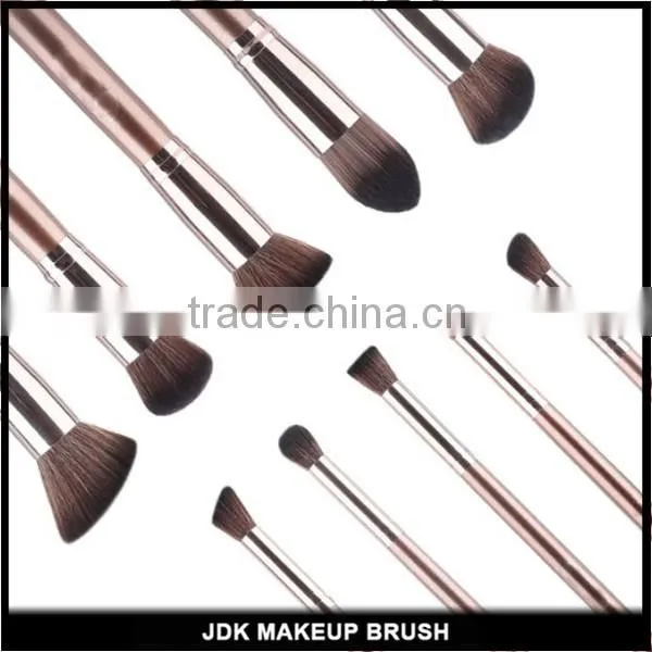 Amazon Hot Selling 9pcs Coffee Color Cosmetic Kabuki Face Eye Brush Set With Drawstring Bag photo-2