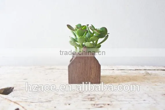 House Planter Pot - Wooden Herb Succulents Box Container Succulent Flower Wooden Planter Handmade Air Plant photo-4