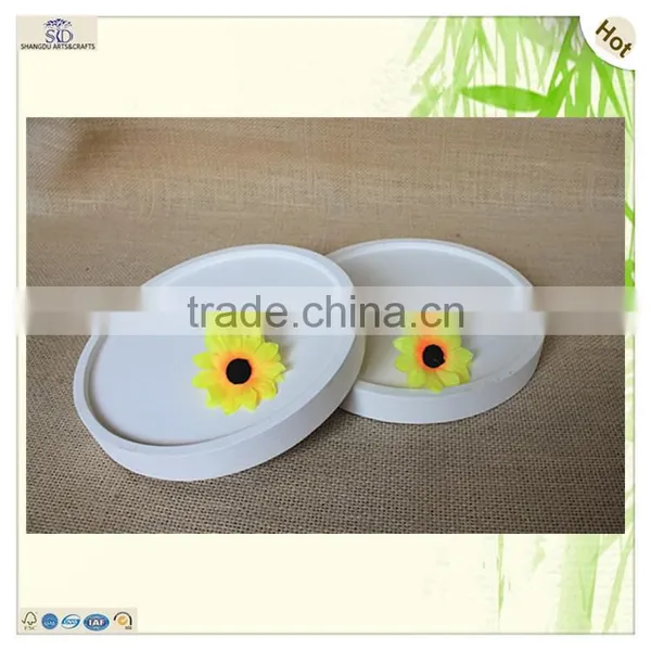Round White Painted Mdf Wood Office Inkstone Inkslab photo-3