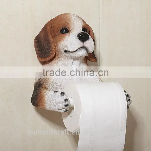 Cute Resin Dog Bust Funny Animal Toilet Paper Roll Holder photo-5