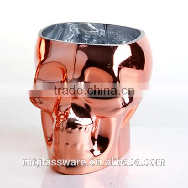 Cooper Skull Decorative Votive Tealight Glass Candle Holder photo-2