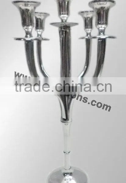 Silver Finish Aluminum 3 Arm Candelabra photo-4