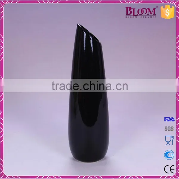 Decorative Gift Simple Style Ceramic Glazed Black Vase photo-3