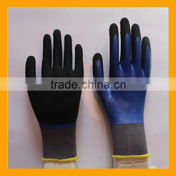 Black Sandy Nitrile Double Dipped Gloves Smooth Nitrile Full Dipped Gloves photo-2