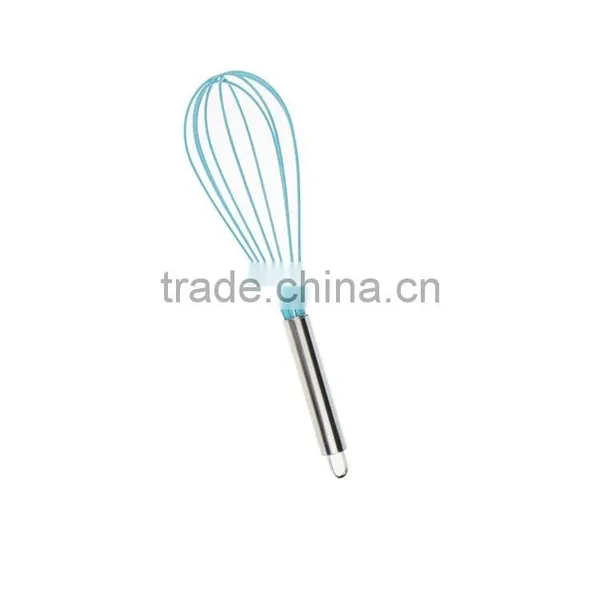 10.5" Stainless Steel Handle Silicone Mute Whisk Egg Beater photo-2