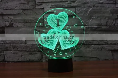 Novelty Valentine Gift 3D I Love You Night Light 7 Color Change LED Table Lamp Gift photo-6