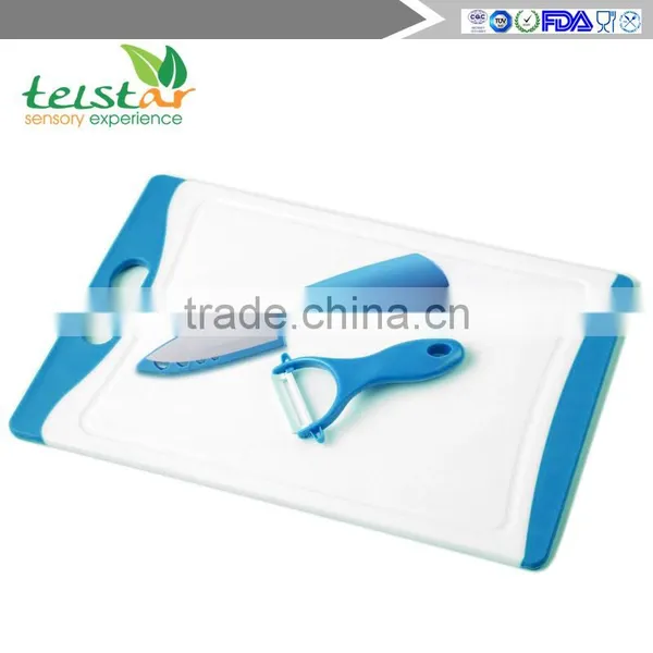 Large Plastic Cutting Board (green) Drop Tank Includes Free Ceramic Peeler and 3 "ceramic Paring Knife photo-6