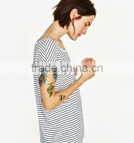 Custom Bulk Blank T-shirts Short Sleeve T-shirts 100% Cotton Striped Designs Wholesale Bamboo T-shirts photo-4