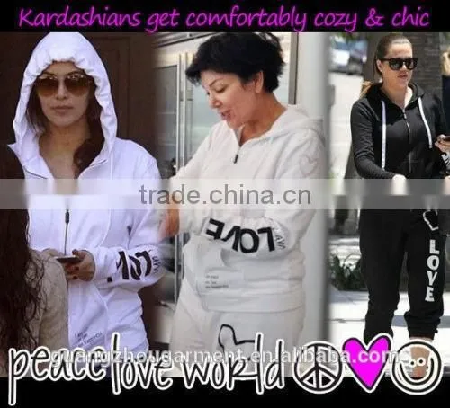 NEW LADIES WOMENS CELEBRITY PEACE LOVE SWEATSHIRT TRACKSUIT photo-3