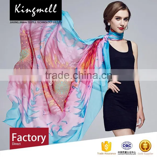 Customized Ladies High Quality Digital Printing Silk Brand Scarf photo-2