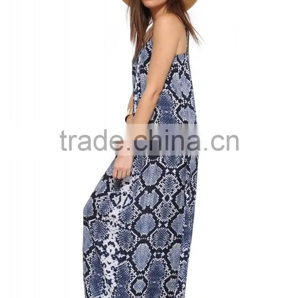 Ladies Fashion Spaghatti Straps Snake Skin Print Long Chiffon Maxi Dress photo-3