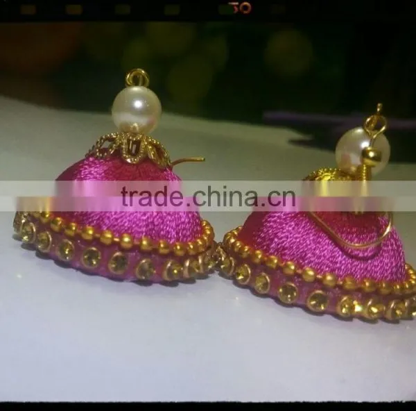 FACTORY STOCK CLEARANCE!!! Silk Thread Jhumkas and Earrings photo-3