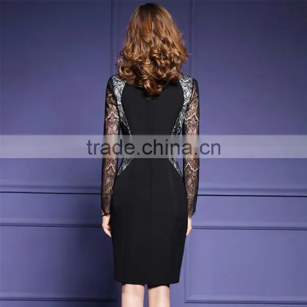 Maxnegio Fabric Pattern Frock With Lace Sleeve for Ladies photo-2