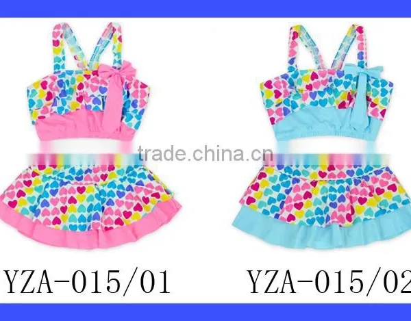 2017 New Design Colorful Ruffle Rainbow Heart Swimwear Halter Wrap Chest Top Clothes photo-6