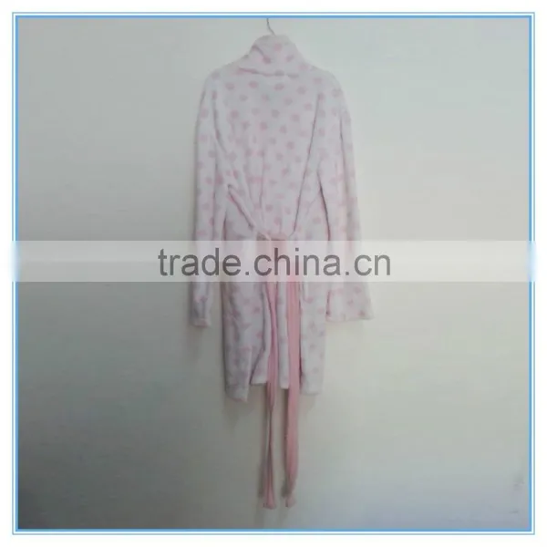 Flannel Bath Robes Soft Coral Fleece Terry Dot Printing Bathrobes, Fluffy Bathrobe, Lady's Gown Dresses Polyester Pajamas photo-2