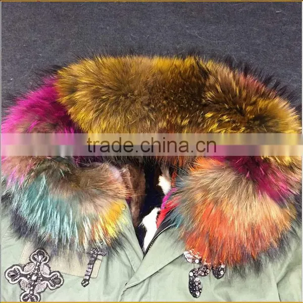 Myfur Customized Random Color Big Raccoon Fur Hood Patchwork Fur Lining Ladies Parka photo-3
