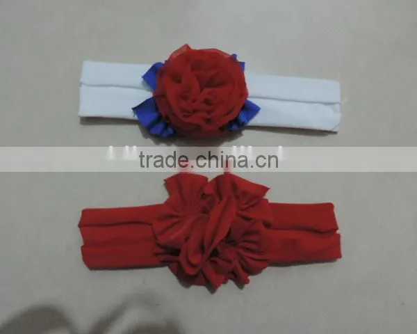 4th of July Girl Flower Hairband Cotton Ruffle Elastic Craft Kids Headband 2016 Hot Sale Wholesale photo-2