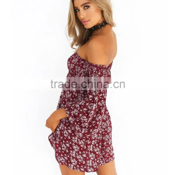 High Quality Styles Floral Off-Shoulder Dress Latest Dress Patterns Ladies for Wholesale photo-3