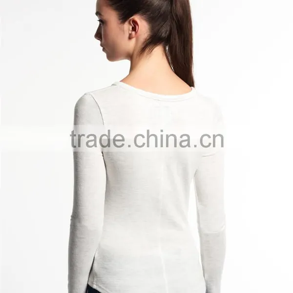 2016 Guangzhou Shandao Autumn Casual Style Women Daily Wear Long Sleeve Round Neck Slim White Rayon Tops photo-4