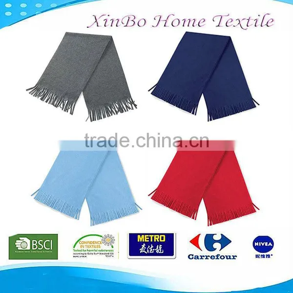 100% Polyester Fleece Scarf With Tassels