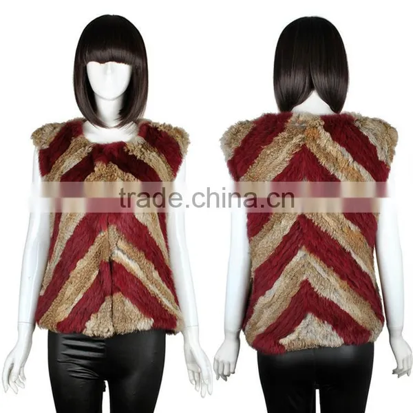 YR595 Newest Fashion Rabbit Knit Fur Vest/Real Fur Clothing