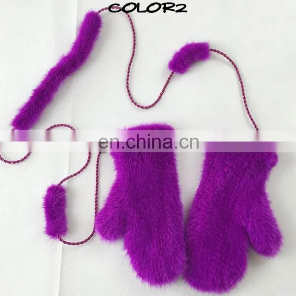 Winter Weaven Knitted Mink Fur Mittens Ladies Mittens Wholesale photo-3