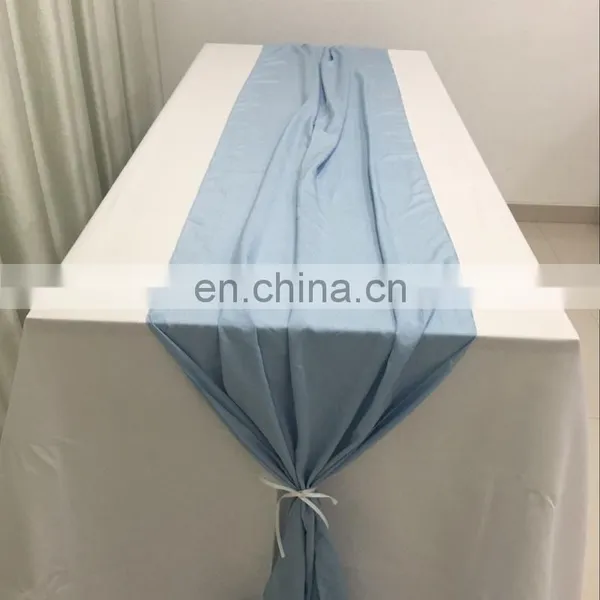 TR041#96 Blue Crepe de Chine Custom Table Runners for Christmas photo-2