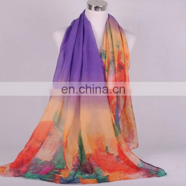 Fashionable Custom Printed Cheap Stock Wholesale Voile Scarf photo-6