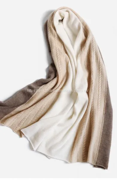 Three Color Combo Cable Cashmere Scarves photo-2