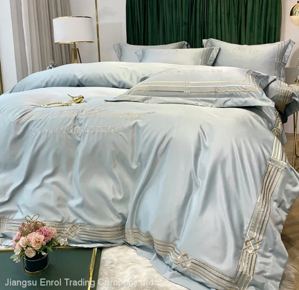 European Summer Cooling Ice Silk Bed Sheet Embroidery photo-2