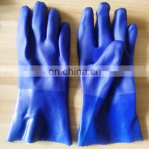 12 Inch Blue Cut Resistant Impact Resistant PVC Coated Gloves With Gauntlet Cuff photo-5